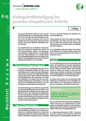 Titelbild Merkblatt Kiefergelenkbeteiligung bei juveniler idiopathischer Arthritis
