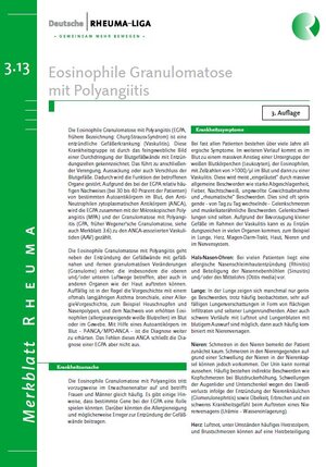 Merkblatt eosinophile Granulomatose mit Polyangiitis