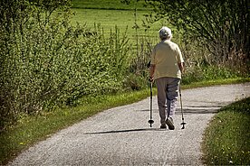 Senior geht in der Natur spazieren 