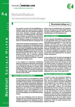 Titelbild Merkblatt Rehabilitation bei rheumatischen Erkrankungen