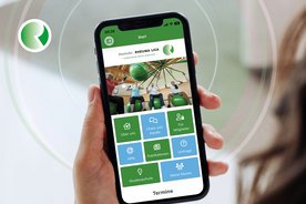 Die Startseite der App Team Rheuma ist auf einem Smartphone zu sehen.